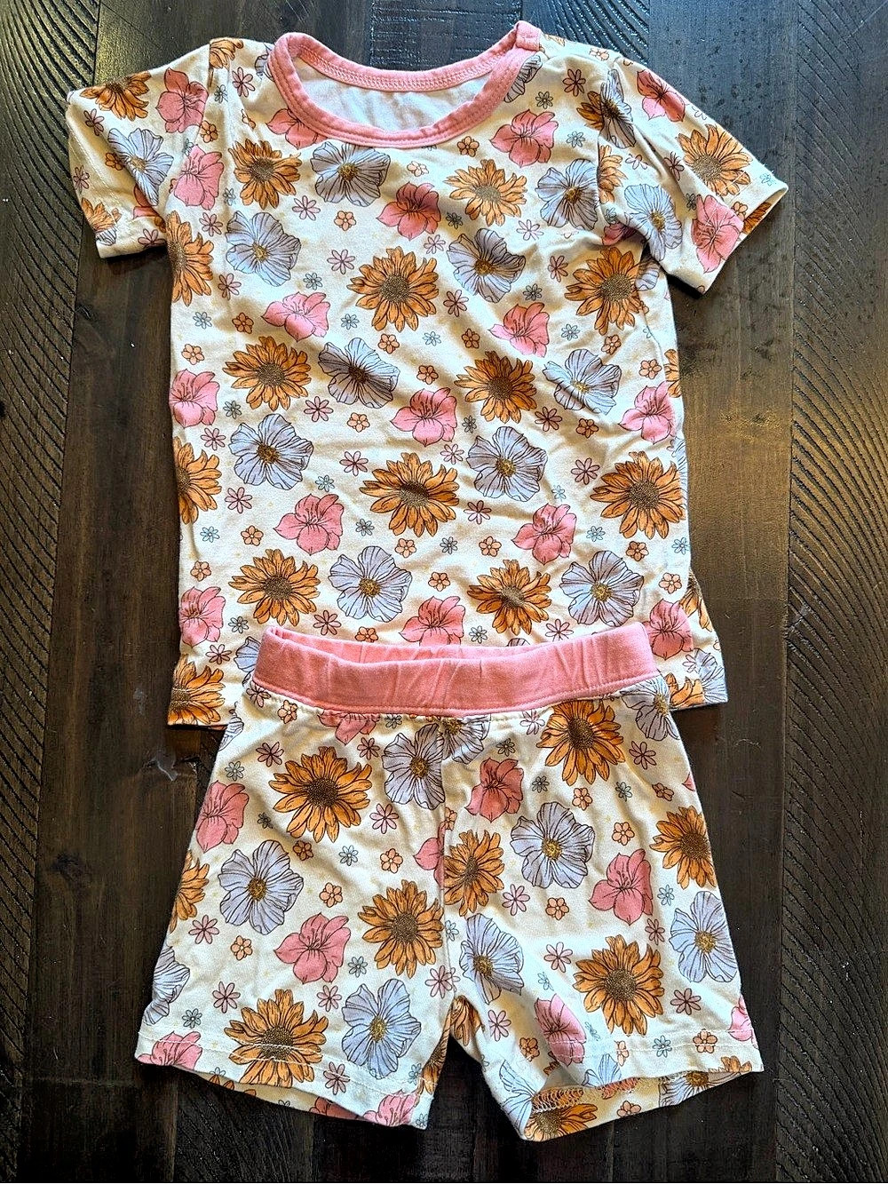 little one shop Floral Matching Set in Pink & White Baby 12-18M